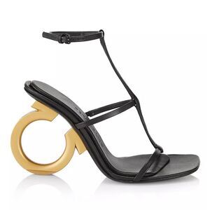 Ferragamo Aglalia Leather Gancini-Heel Sandals size 7